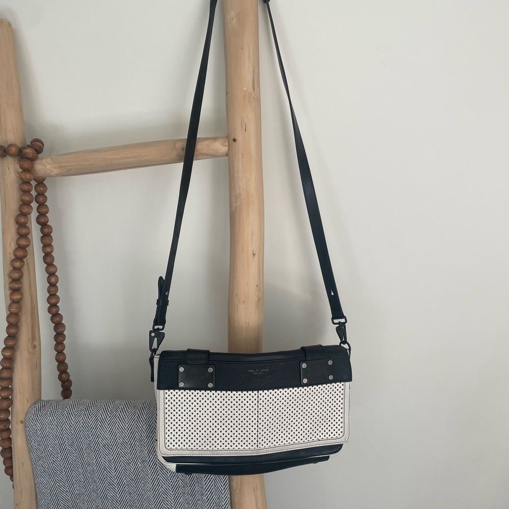 rag & bone Black and White Perforated Crossbody Bag